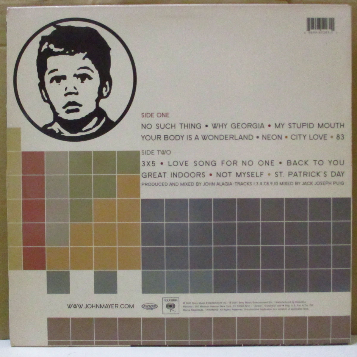 JOHN MAYER (ジョン・メイヤー) - Room For Squares (US オリジナル LP+インナー) '01年1stアルバム