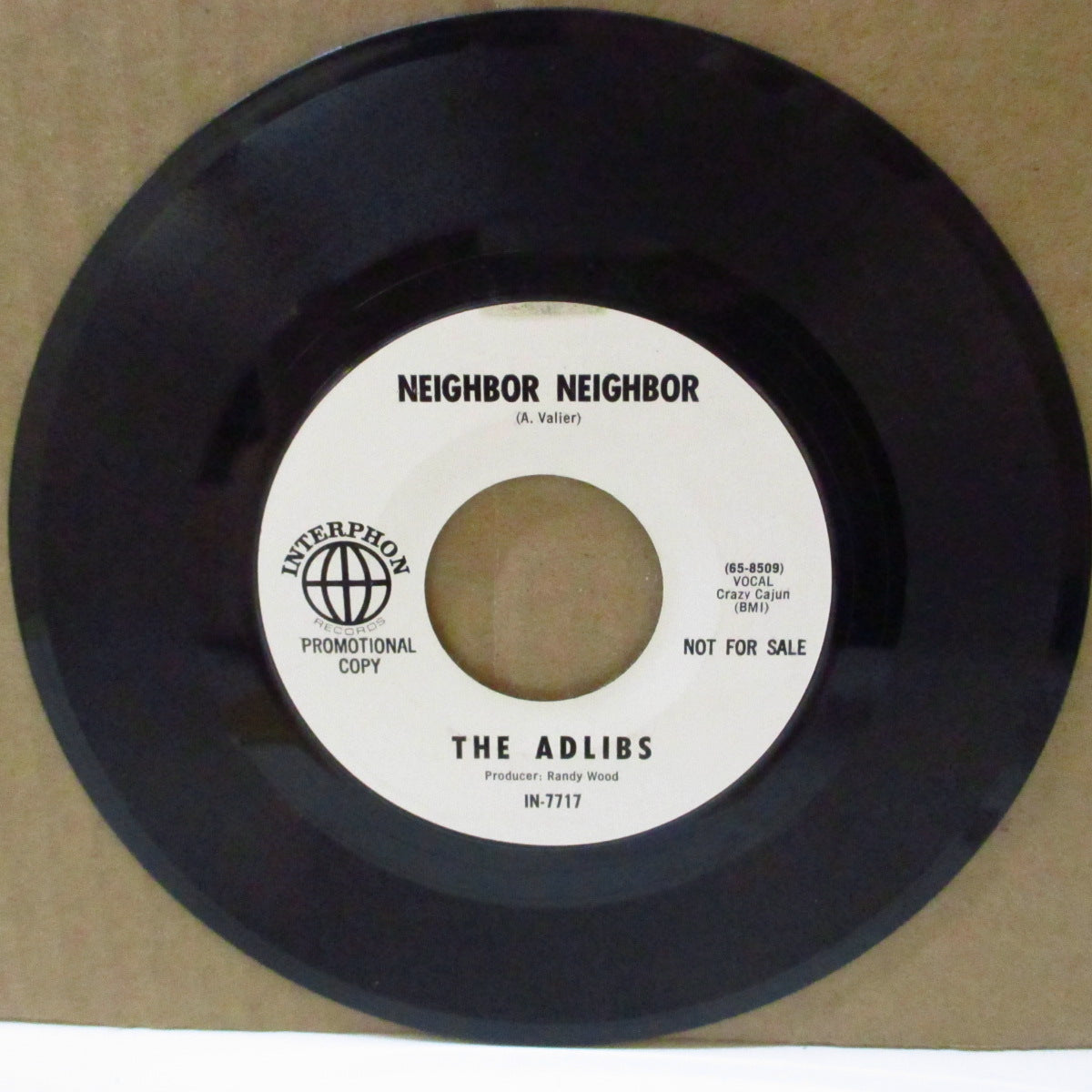 ADLIBS (ジ・アドリブス) - Neighbour Neighbour (US '65 プロモ 7インチ)英ブルーアイドMODビート・バンド、ポップコーン名曲のMODノーザンカバー2サイダー!