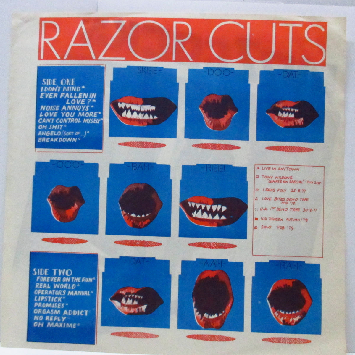 BUZZCOCKS (バズコックス) - Razor Cuts (UK 80's 限定再発「クリアヴァイナル」LP) 初期レアトラックコレクション !