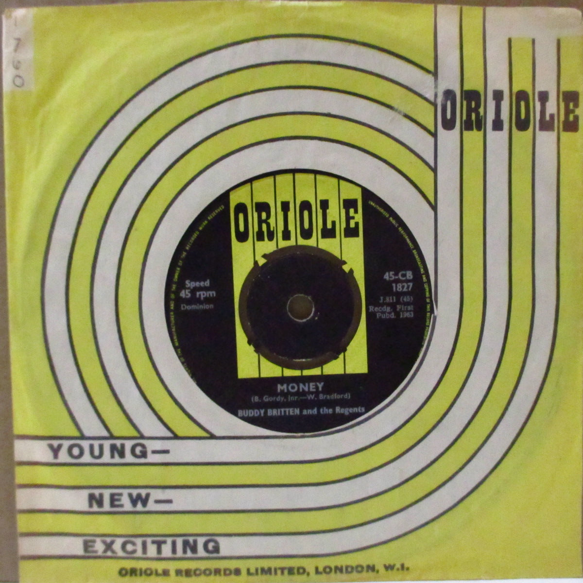 BUDDY BRITTEN & THE REGENTS (バディ・ブリトン&ザ・リージェンツ) - Money (UK '63 オリジナル7インチ+カンパニースリーブ)R&B名曲のUKロッキンビート・カヴァ!