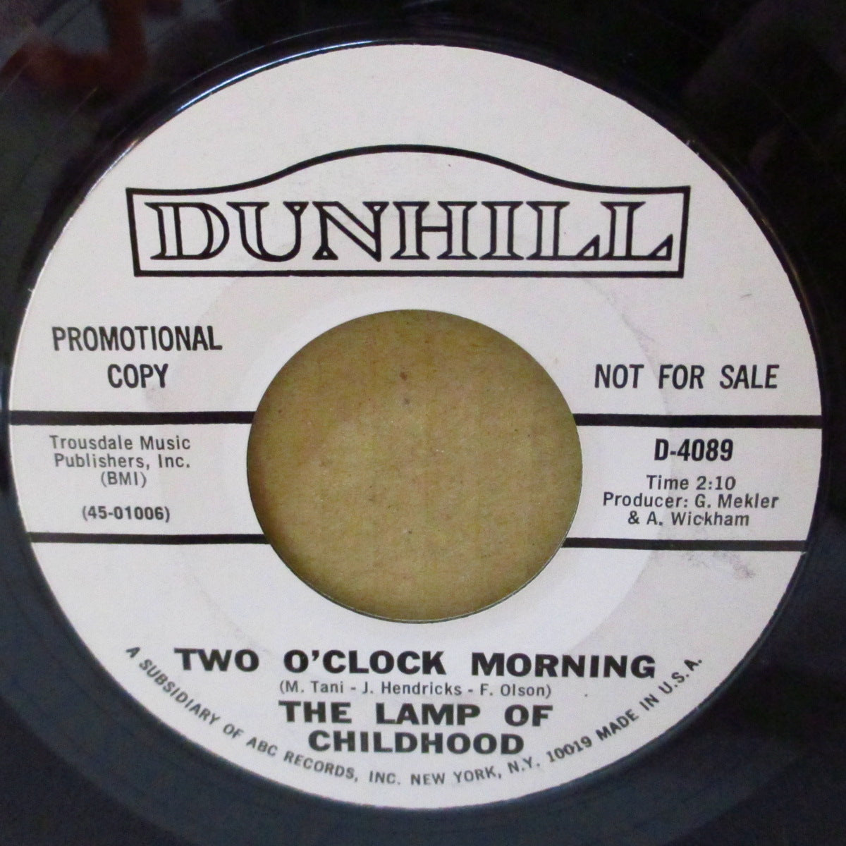 LAMP OF CHILDHOOD, THE (ザ・ランプ・オブ・チャイルドフッド) - No More Running Around (US '67 プロモ白ラベ 7インチ) サンシャイン・ポップ〜ソフト・サイケの隠れ名曲。美品!