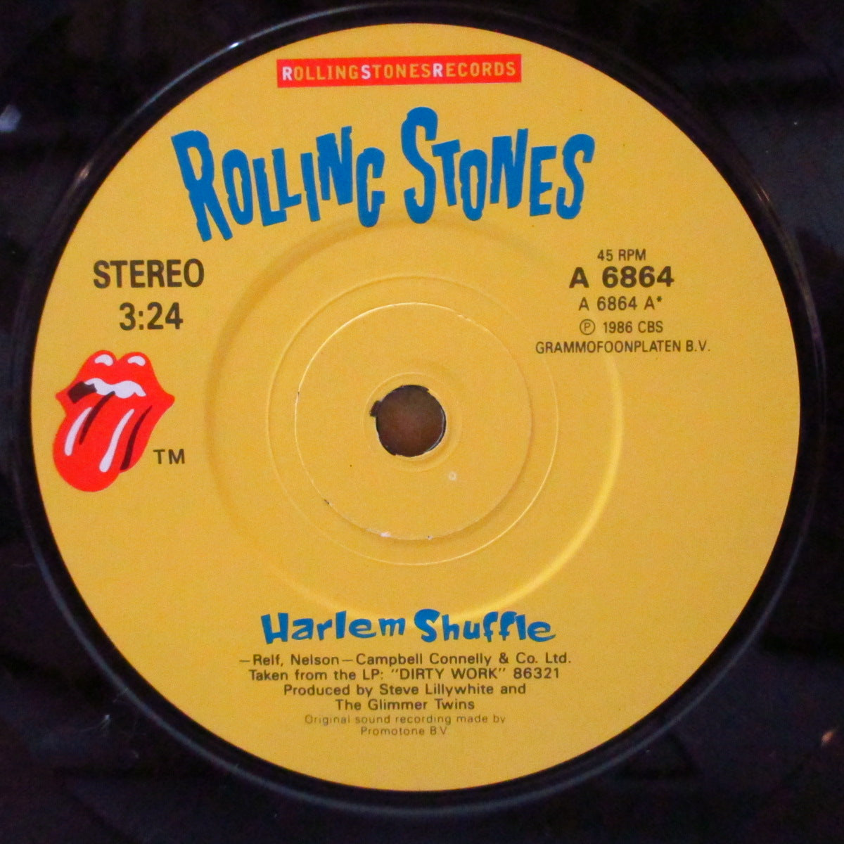 ROLLING STONES (ローリング・ストーンズ) - Harlem Shuffle (UK '86 オリジナル「レーベルコード無しラベ」 7インチ+光沢固紙ジャケ)