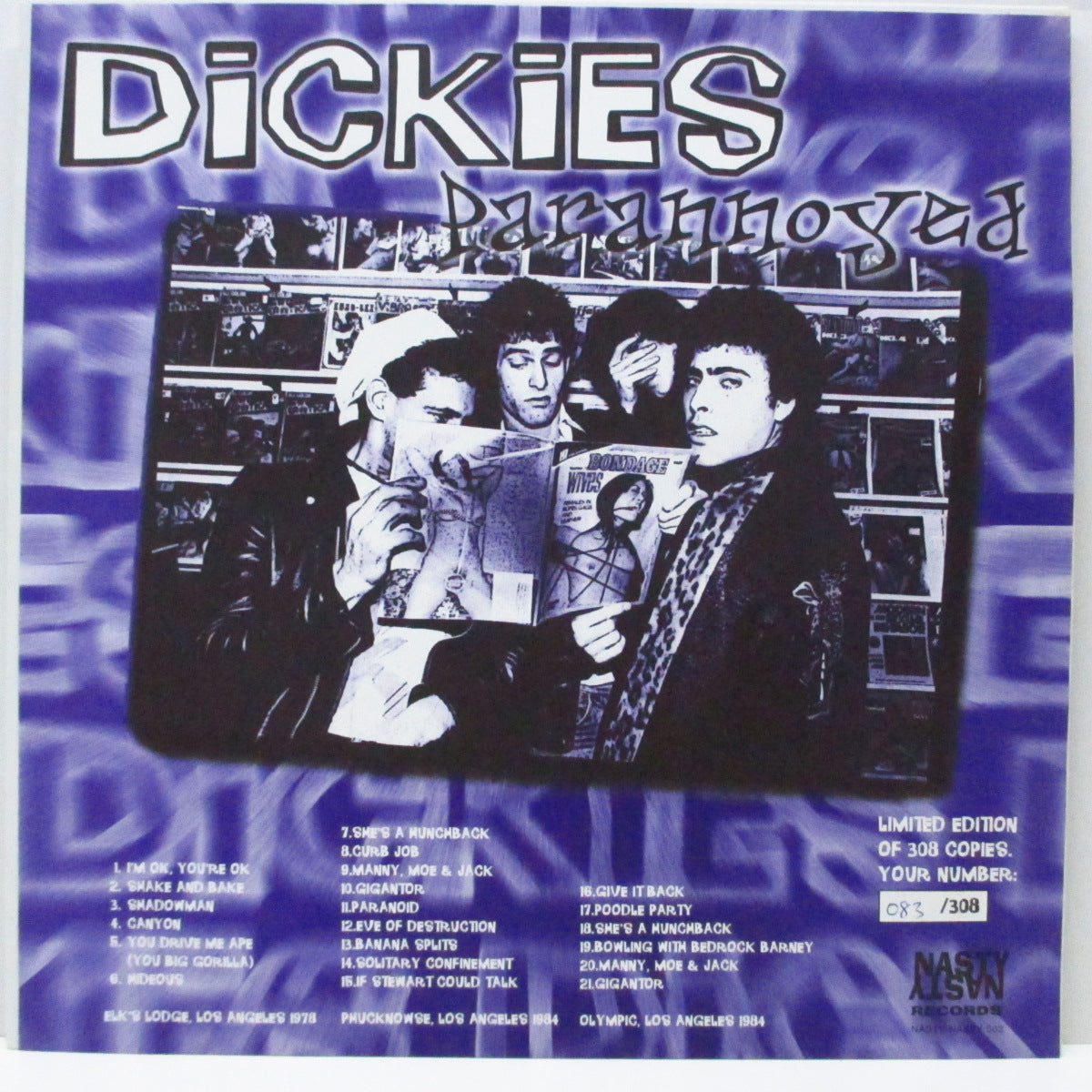 DICKIES, THE (ディッキーズ) - Parannoyed (UK 308枚限定ナンバリング入り LP) '78〜'84年ライブ!