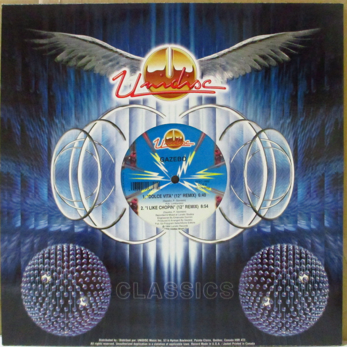 GAZEBO (ガゼボ) - Masterpiece +3 (US '94 再発4曲入り33回転 12インチ/レアステッカー付きダイカットスリーブ)