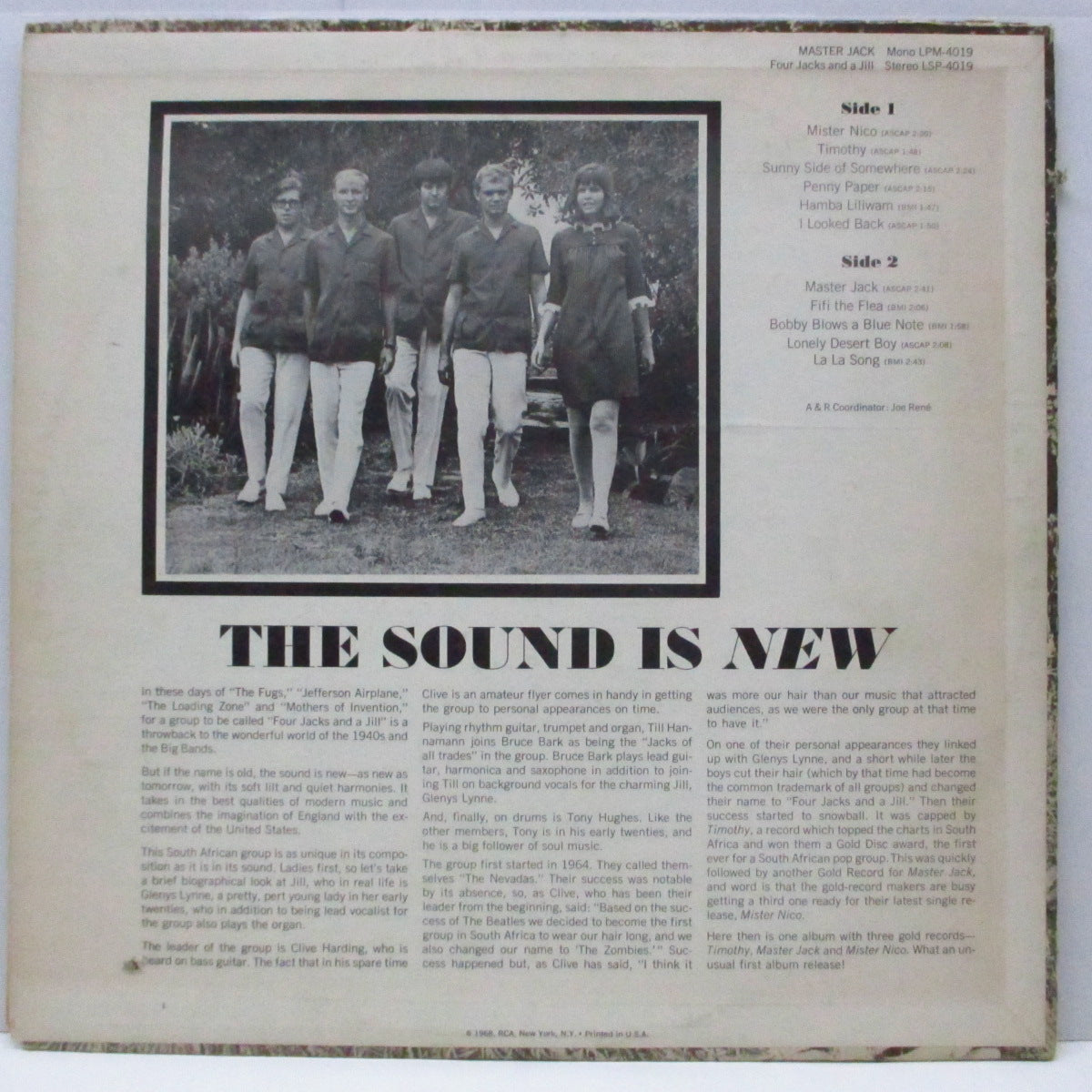 FOUR JACKS AND A JILL (フォー・ジャックス&ア・ジル) - Master Jack (US オリジナル「ステレオ」LP) 南アフリカ、フォークロック!