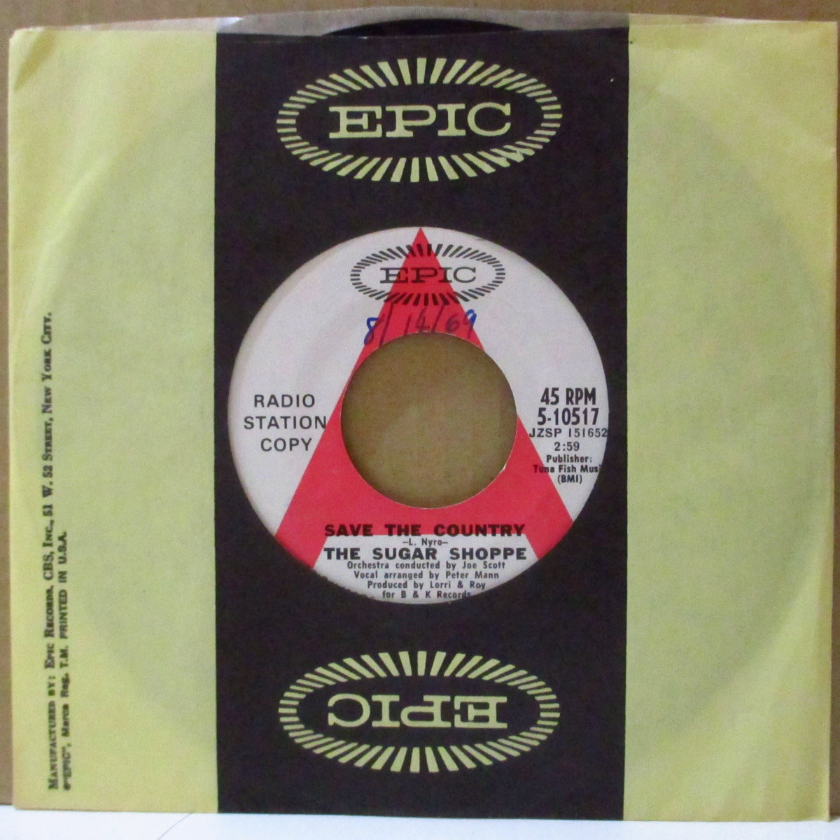 SUGAR SHOPPE, THE (ザ・シュガー・ショップ) - Save The Country (US '69 プロモ・赤A白ラベ 7インチ)ローラ・ニーロ名曲のソフトロック好カヴァー!