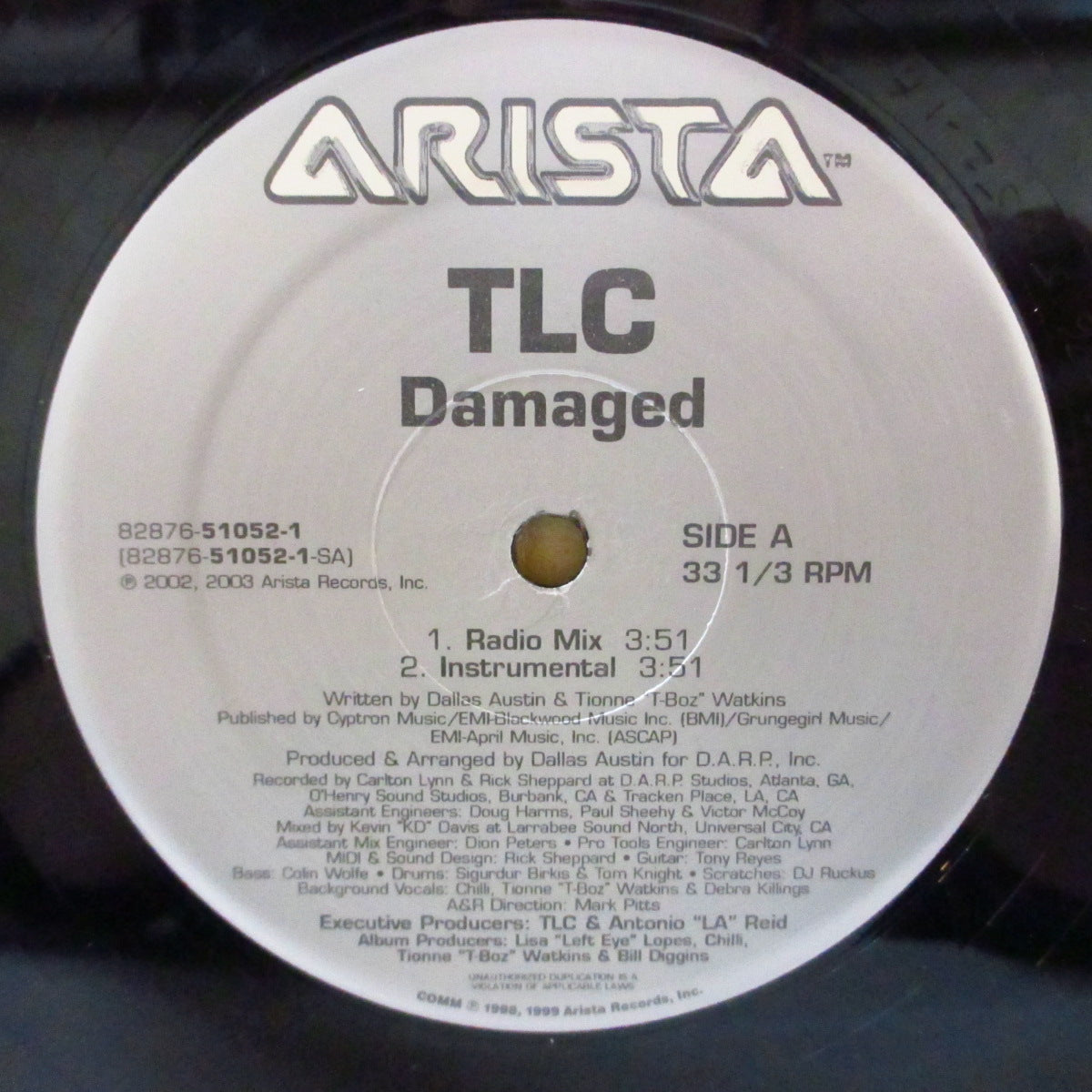 TLC - Damaged (US '03 オリジナル4バージョン収録 12インチ/レアステッカー付きダイカットスリーブ)