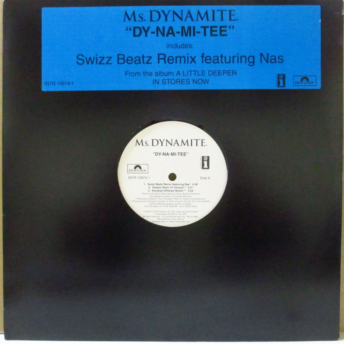 MS. DYNAMITE (ミス・ダイナマイト) - Ry-Na-Mi-Tee (US '03 プロモ6バージョン収録33回転 12インチ/レアステッカー付きダイカットスリーブ)
