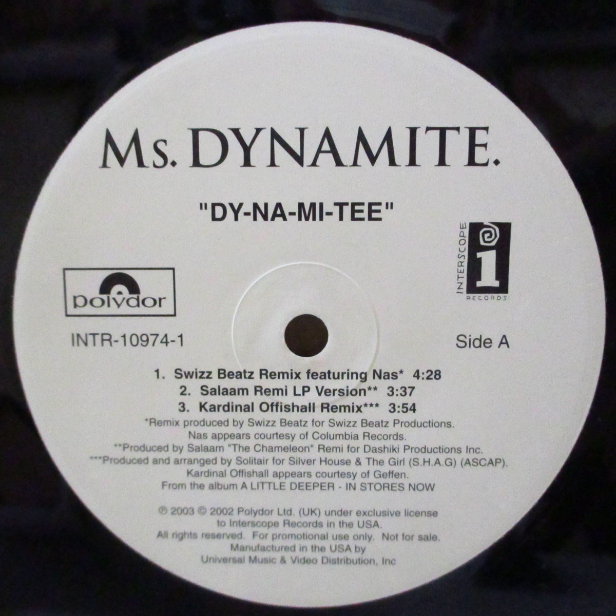 MS. DYNAMITE (ミス・ダイナマイト) - Ry-Na-Mi-Tee (US '03 プロモ6バージョン収録33回転 12インチ/レアステッカー付きダイカットスリーブ)
