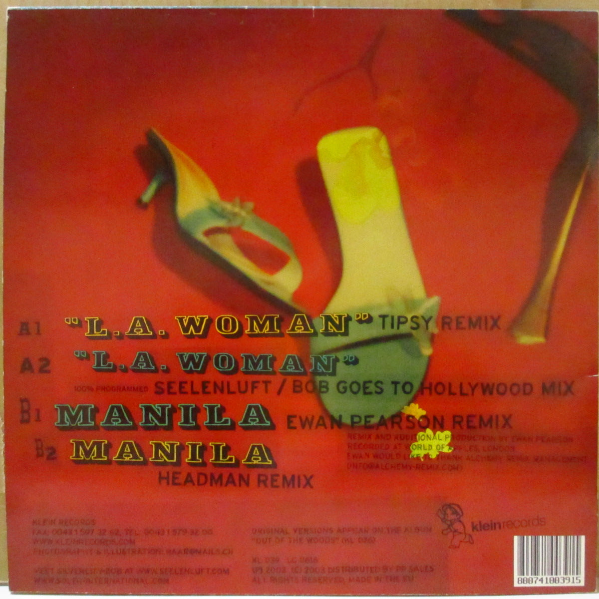 SEELENLUFT AND THE SILVERCITY-BOB ORCHESTRA (シーレンラフト・アンド・ザ・シルバーシティ・ボブ・オーケストラ) - L.A. Woman / Manila - Remixes (Austria '03 オリジナル4曲入り33回転 12インチ)