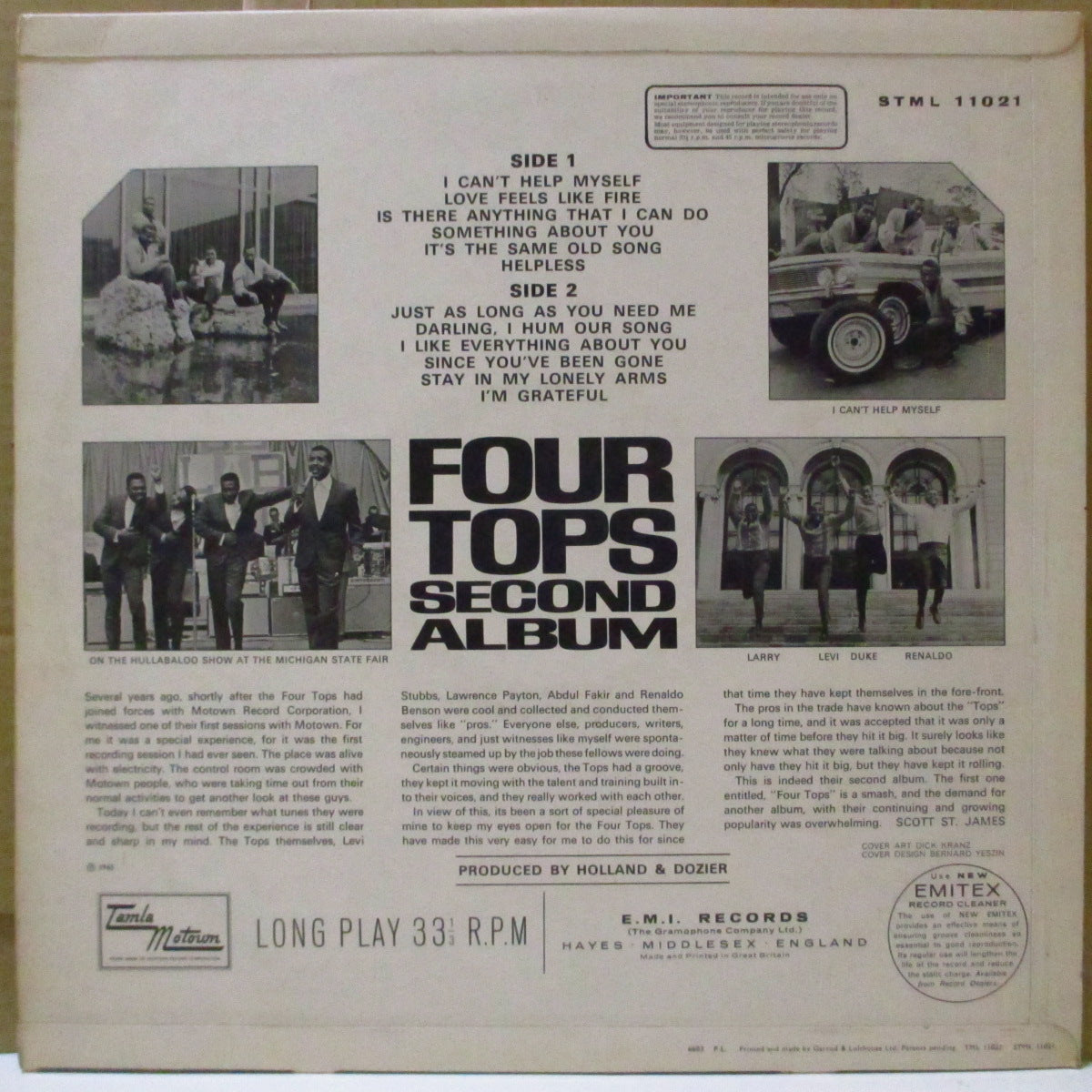 FOUR TOPS (フォー・トップス) - Second Album (UK '66 初回オリジナル・ステレオLP/表面コーティング3面折り返しジャケ)近年稀な美品
