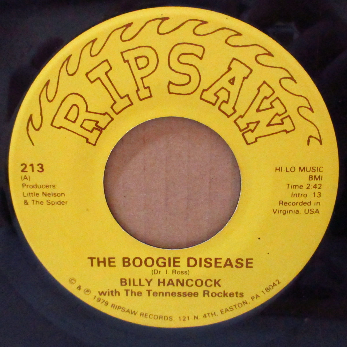 BILLY HANCOCK (ビリー・ハンコック) - The Boogie Disease (US '78 オリジナル 7インチ/マットソフト紙ジャケ) 米国ピュアスタイルの名曲