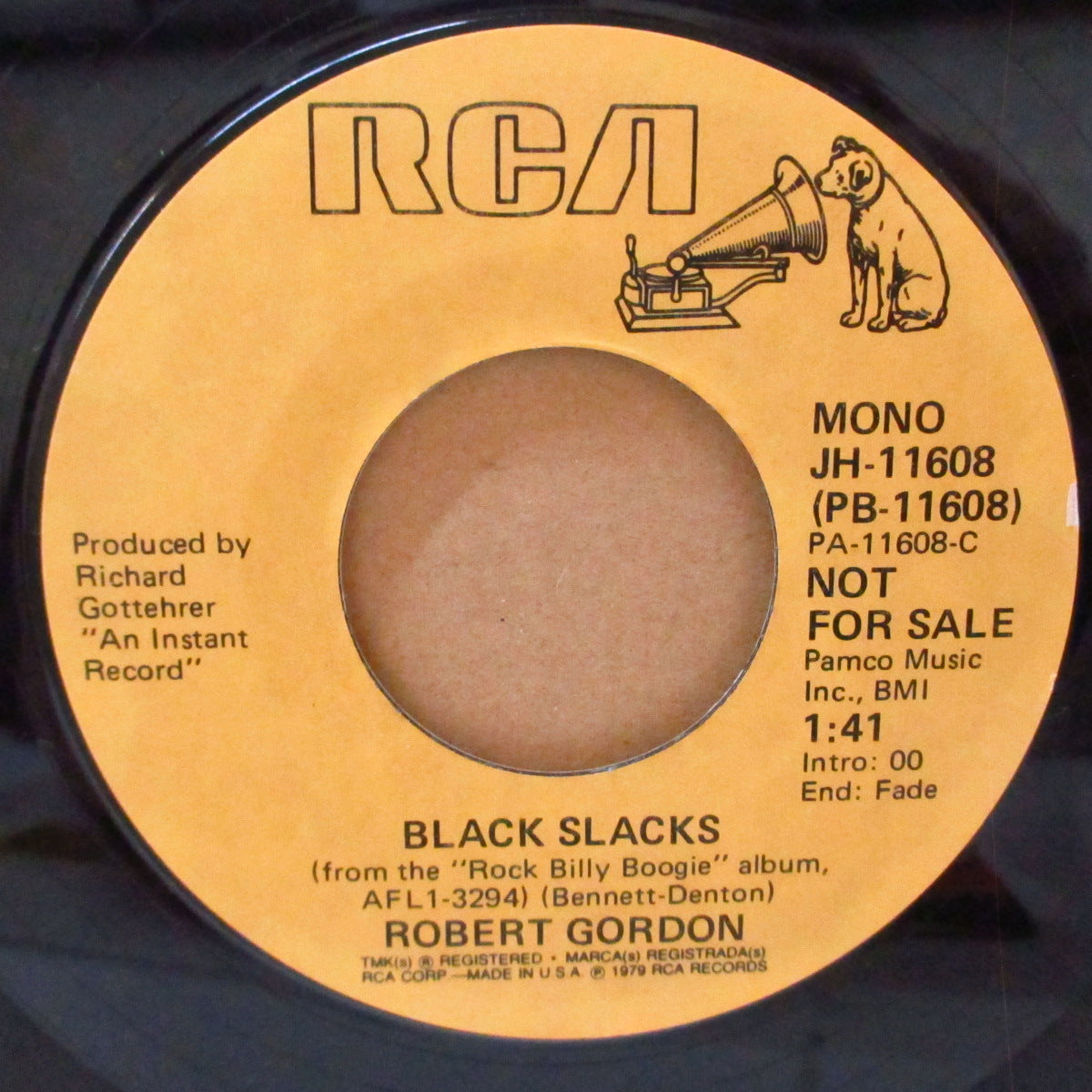 ROBERT GORDON (ロバート・ゴードン) - Black Slacks (US '79 プロモ 7インチ+カンパニースリーブ)