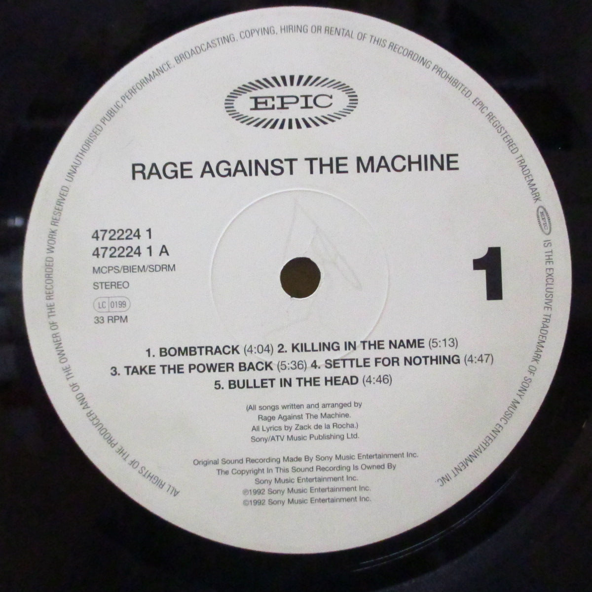 RAGE AGAINST THE MACHINE (レイジ・アゲインスト・ザ・マシーン) - S.T. <1st> (UK '99 再発180グラム重量 LP+インサート) '92年1stアルバム
