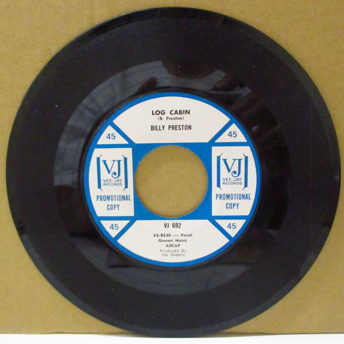 BILLY PRESTON (ビリー・プレストン) - Log Cabin (US '65 プロモ「青・白ラベ」7インチ) 「レイ・チャールズ/ハレルヤ・アイ・ラブ・ハー・ソー」の改作的アーリーSOUL!