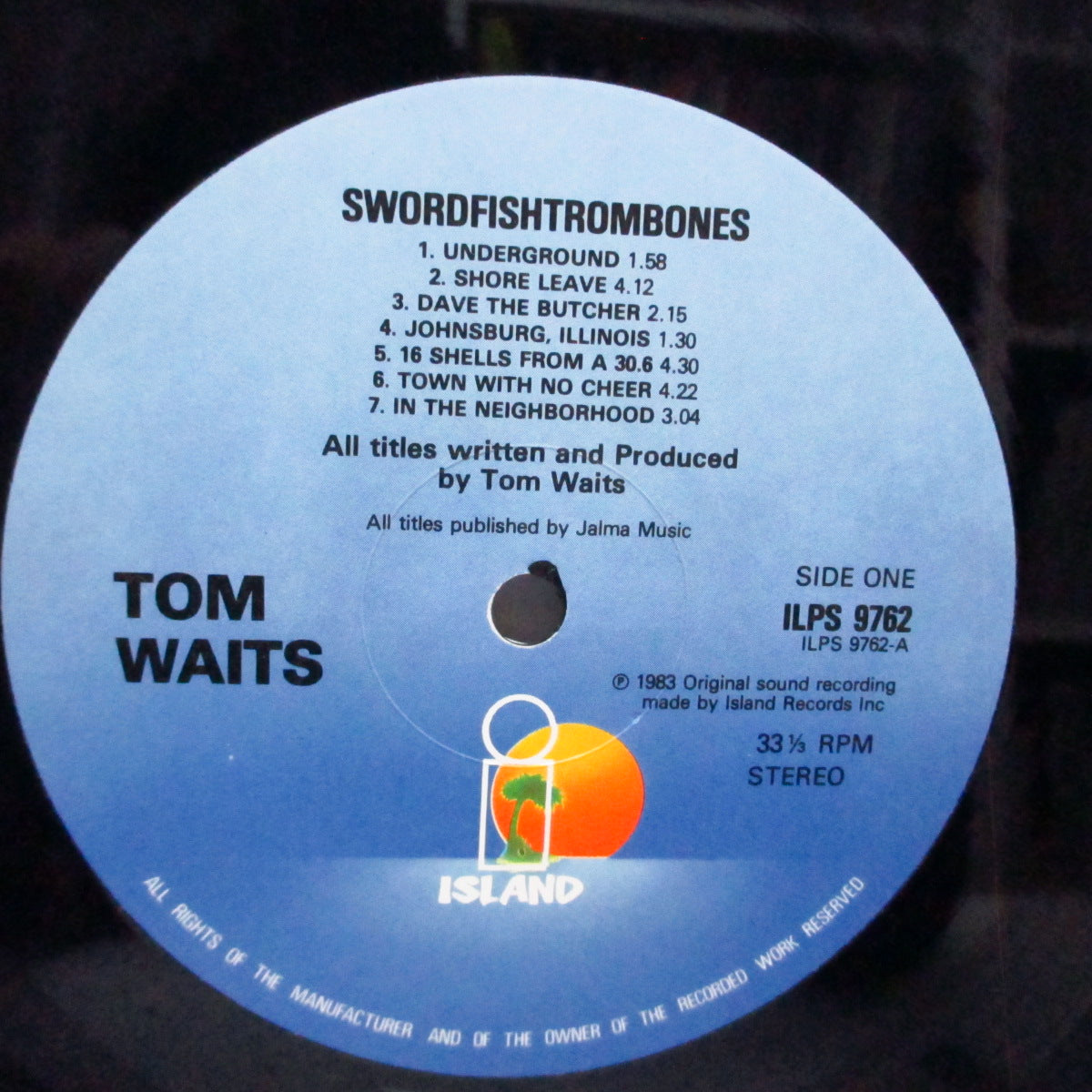 TOM WAITS (トム・ウェイツ) - Swordfishtrombones (UK オリジナル「青(昼/夜)」ラベ LP+光沢ジャケ/インナー無)