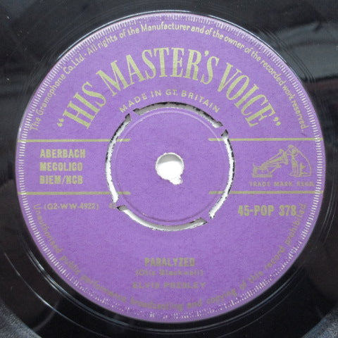 ELVIS PRESLEY (エルヴィス・プレスリー) - Paralyzed (UK HMV Orig.7"+CS)