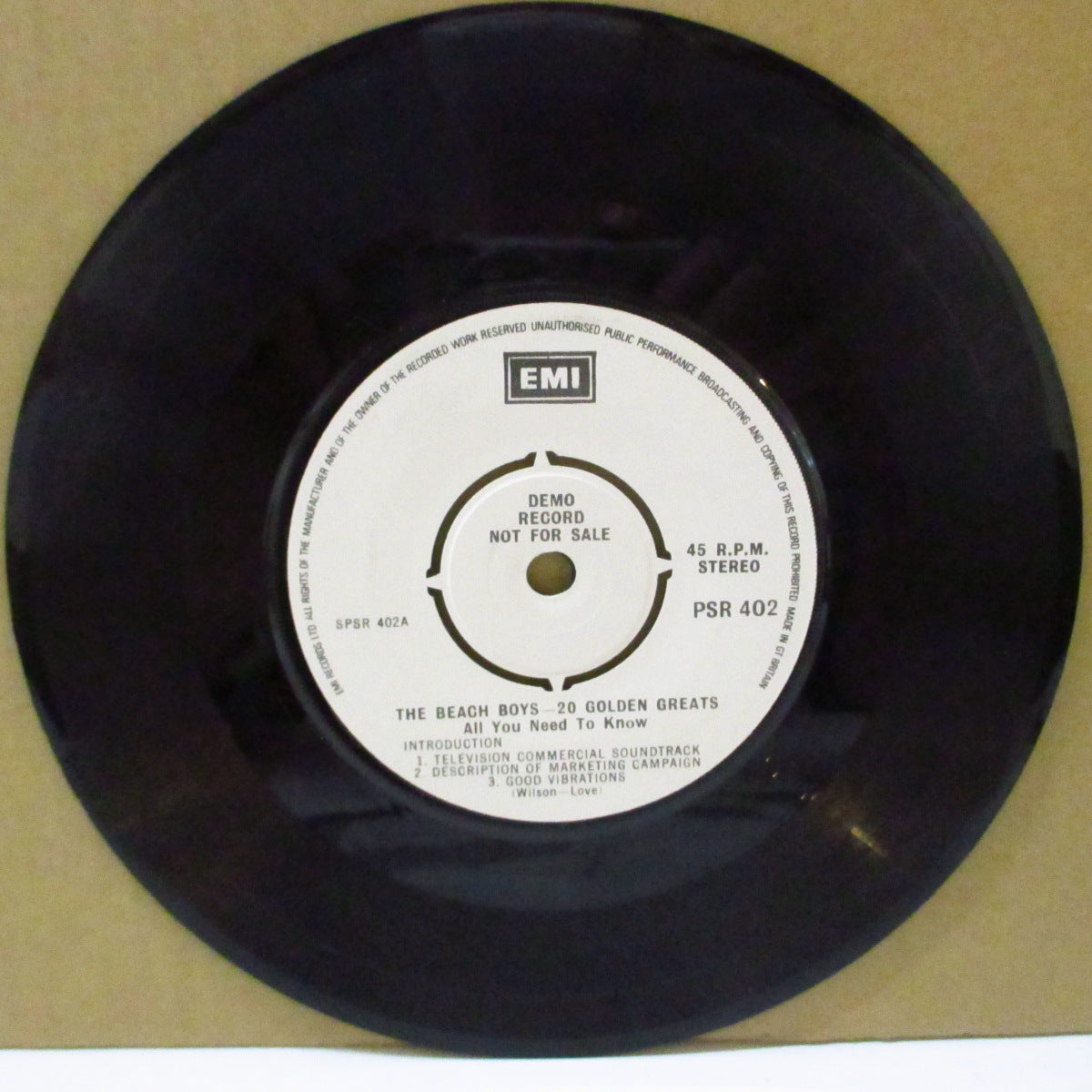 BEACH BOYS (ビーチ・ボーイズ) - 20 Golden Greats. All You Need To Know (UK '76 プロモ4曲入り「ラウンドセンター」 7インチ)