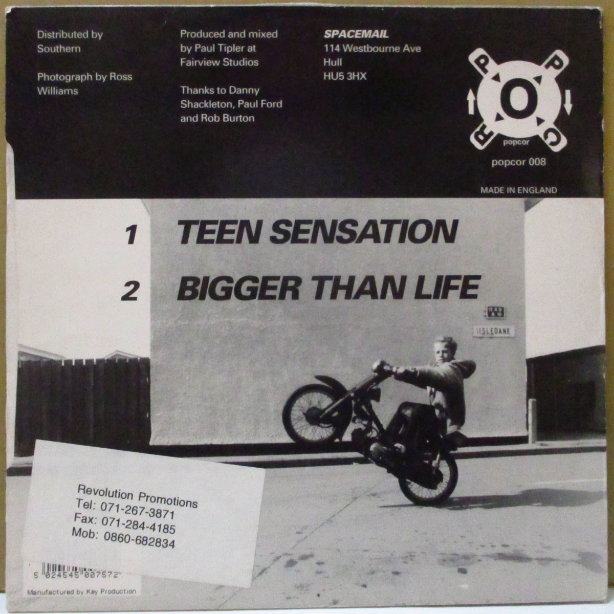 SPACEMAID (スペースメイド) - Teen Sensation (UK オリジナル 7インチ+光沢固紙ジャケ)