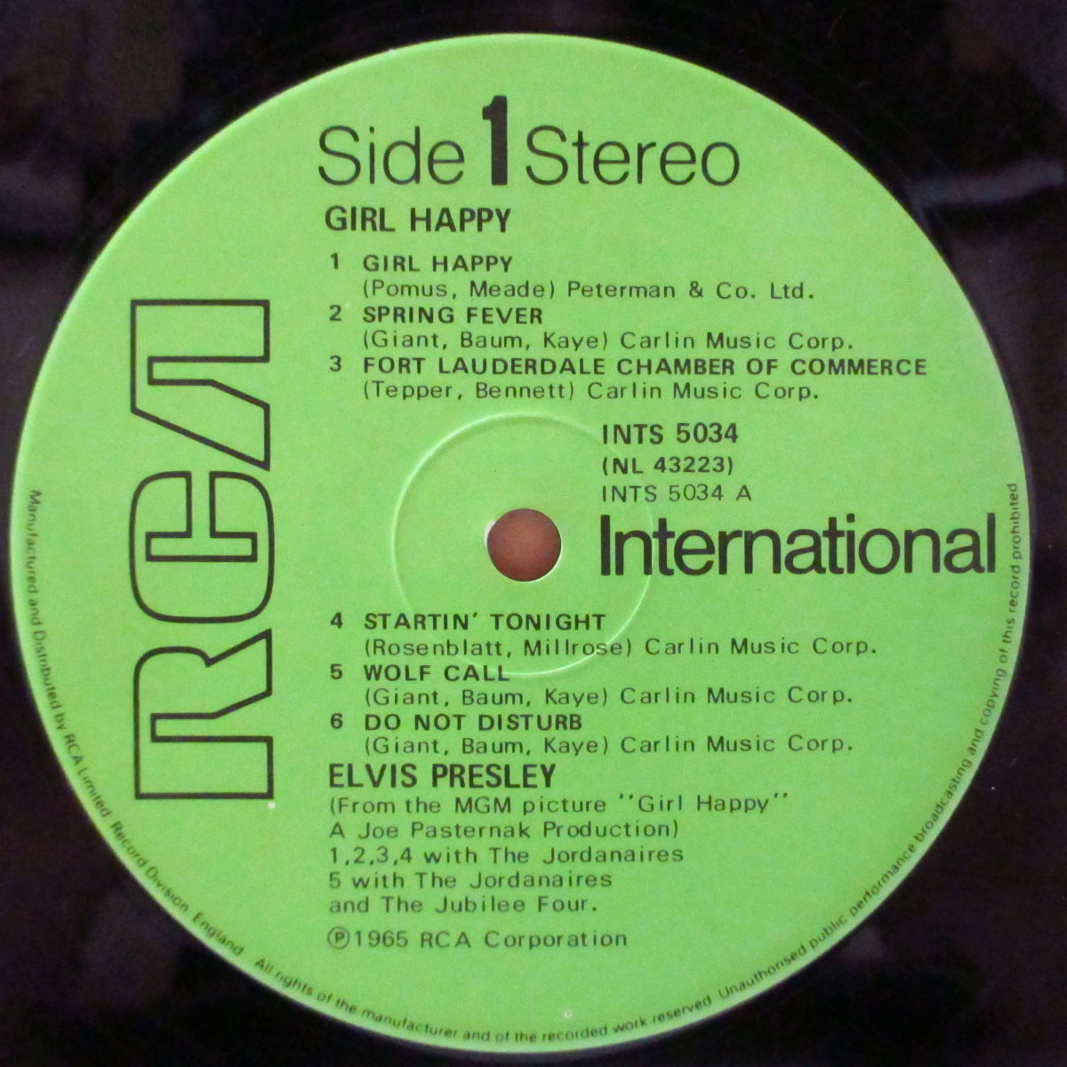 ELVIS PRESLEY (エルヴィス・プレスリー) - Girl Happy (UK '80 再発「グリーン・ラベ」ステレオ LP)