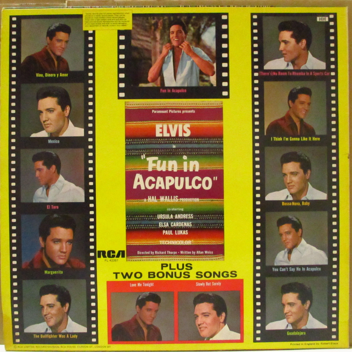 ELVIS PRESLEY (エルヴィス・プレスリー) - Fun In Acapulco (UK '77 再発「オレンジ・ラベ」ステレオ LP)'63年主演映画(邦題:アカプルコの海)サントラ。