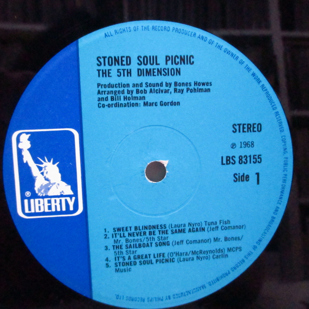 5TH DIMENSION (フィフス・ディメンション) - Stoned Soul Picnic (UK オリジナル「ステレオ」LP/両面コーティングジャケ)