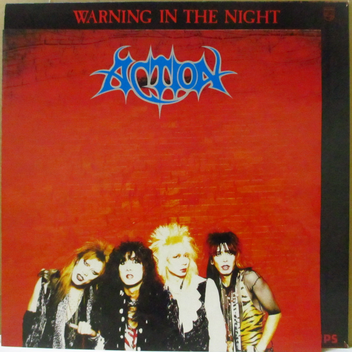 ACTION! (アクション!) - Warning In The Night (Japan オリジナル LP+インサート/レアステッカー付き光沢ジャケ) '86年3rdアルバム