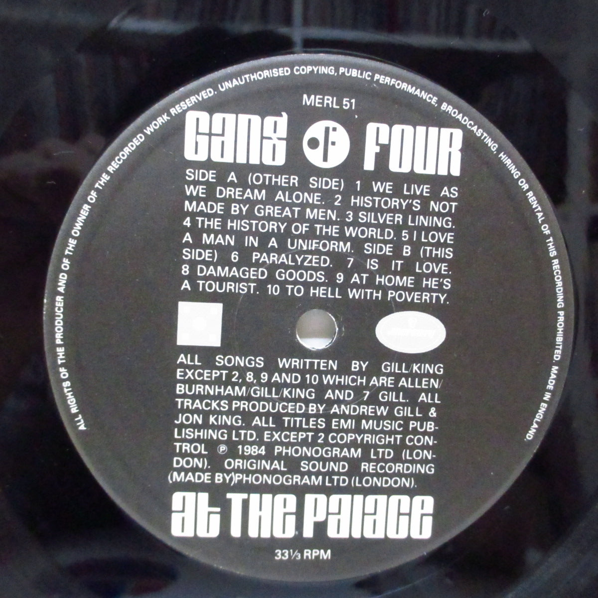 GANG OF FOUR (ギャング・オブ・フォー) - At The Palace (UK オリジナル LP+インナー) ライブ盤!