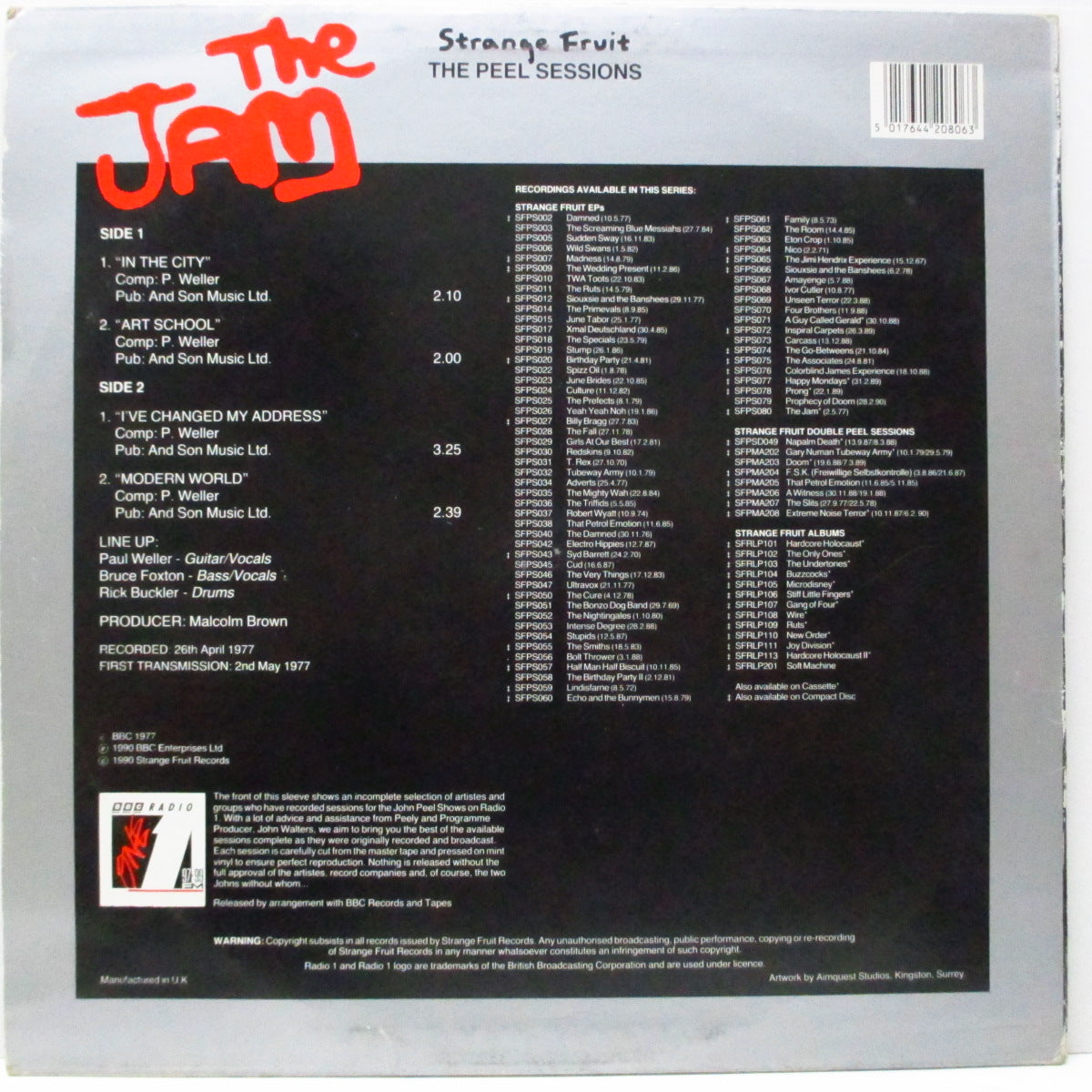 JAM, THE (ザ・ジャム) - The Peel Sessions (UK オリジナル 12") '77年録音の4曲入り!