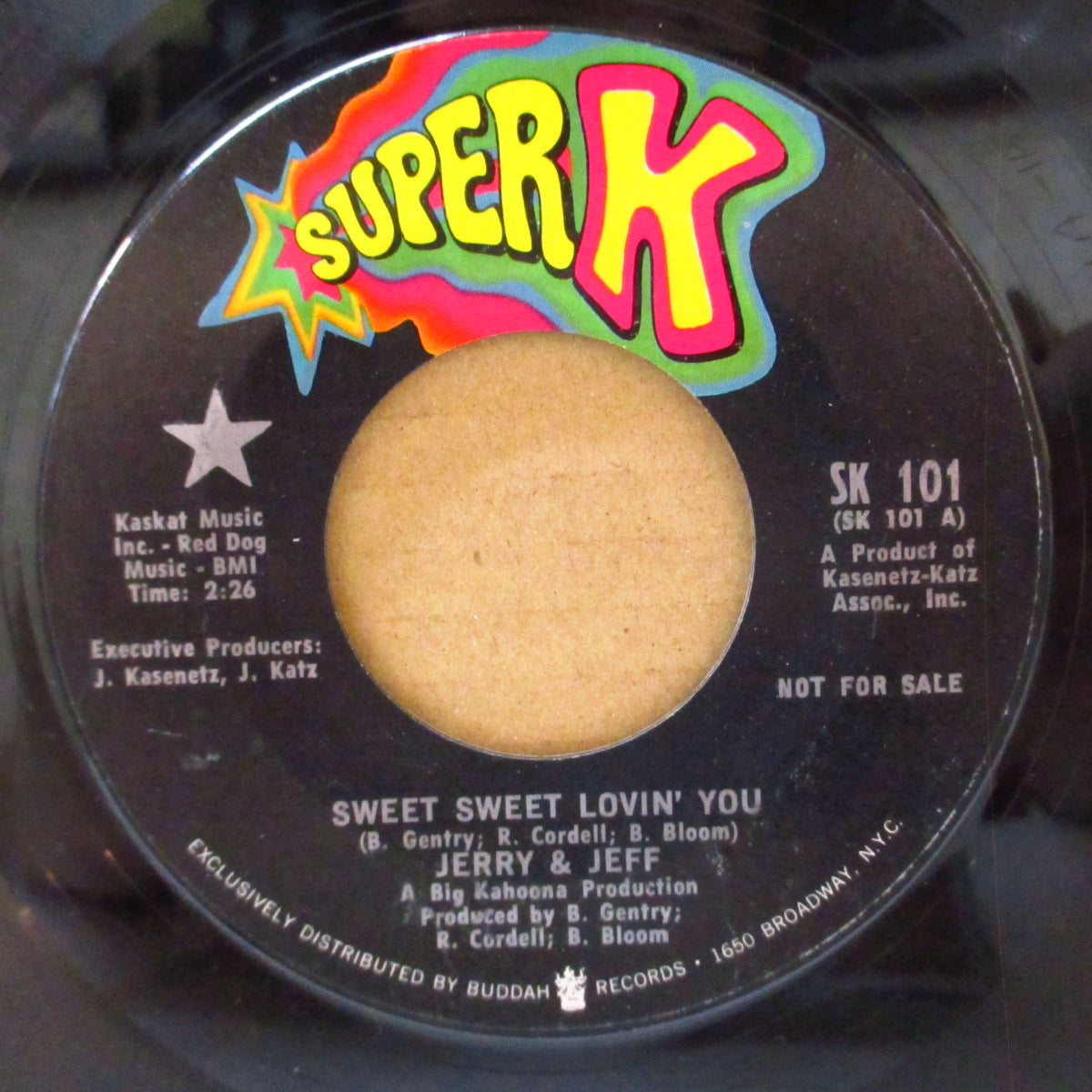 JERRY & JEFF (ジェリー&ジェフ = カセネッツ・カッツの覆面ユニット) - Sweet Sweet Lovin' You (US '68 プロモ・クレジット・ラベ 7インチ)美メロ・バブルガム・ノーザン!