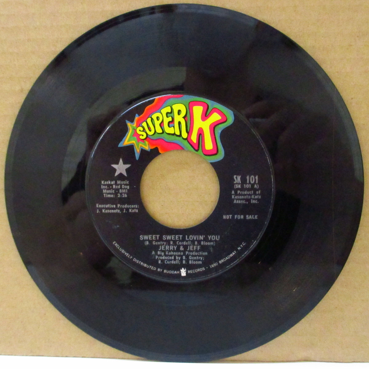 JERRY & JEFF (ジェリー&ジェフ = カセネッツ・カッツの覆面ユニット) - Sweet Sweet Lovin' You (US '68 プロモ・クレジット・ラベ 7インチ)美メロ・バブルガム・ノーザン!