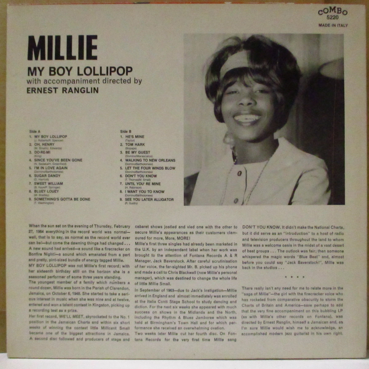 MILLIE (SMALL) (ミリー(スモール)) - My Boy Lollipop (Italy '90s 限定再発「黒&銀ラベ」 LP) '94年コンピレーション