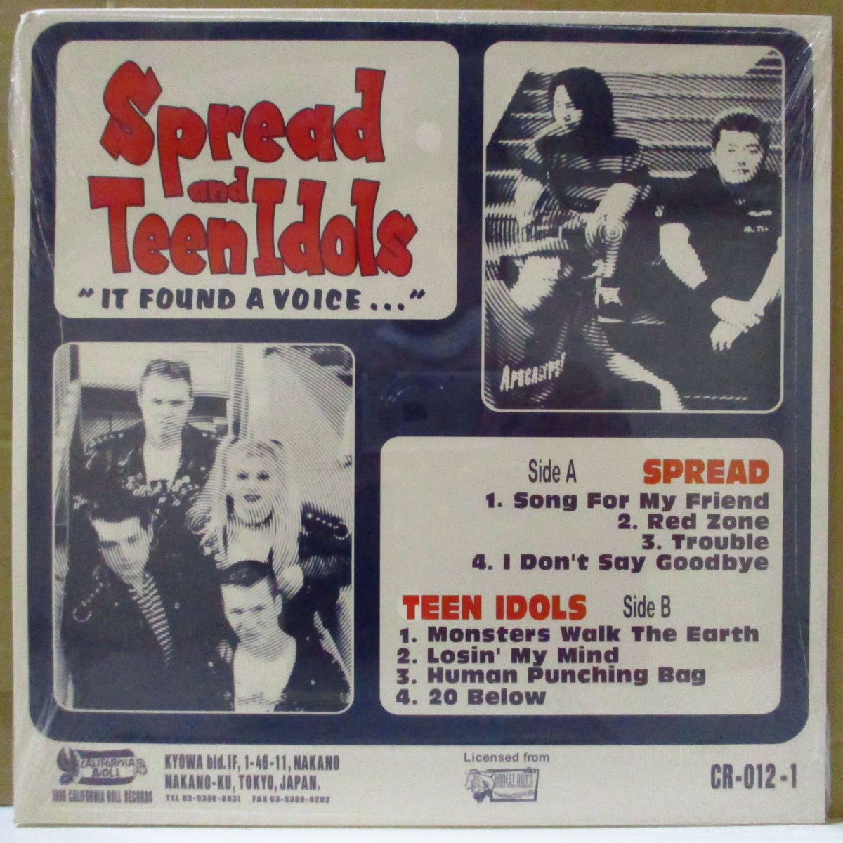 SPREAD / TEEN IDOLS (スプレッド / ティーン・アイドルズ) - It Found A Voice... (Japan 限定8曲入り 10インチ+インサート/NEW) '99年スプリットEP