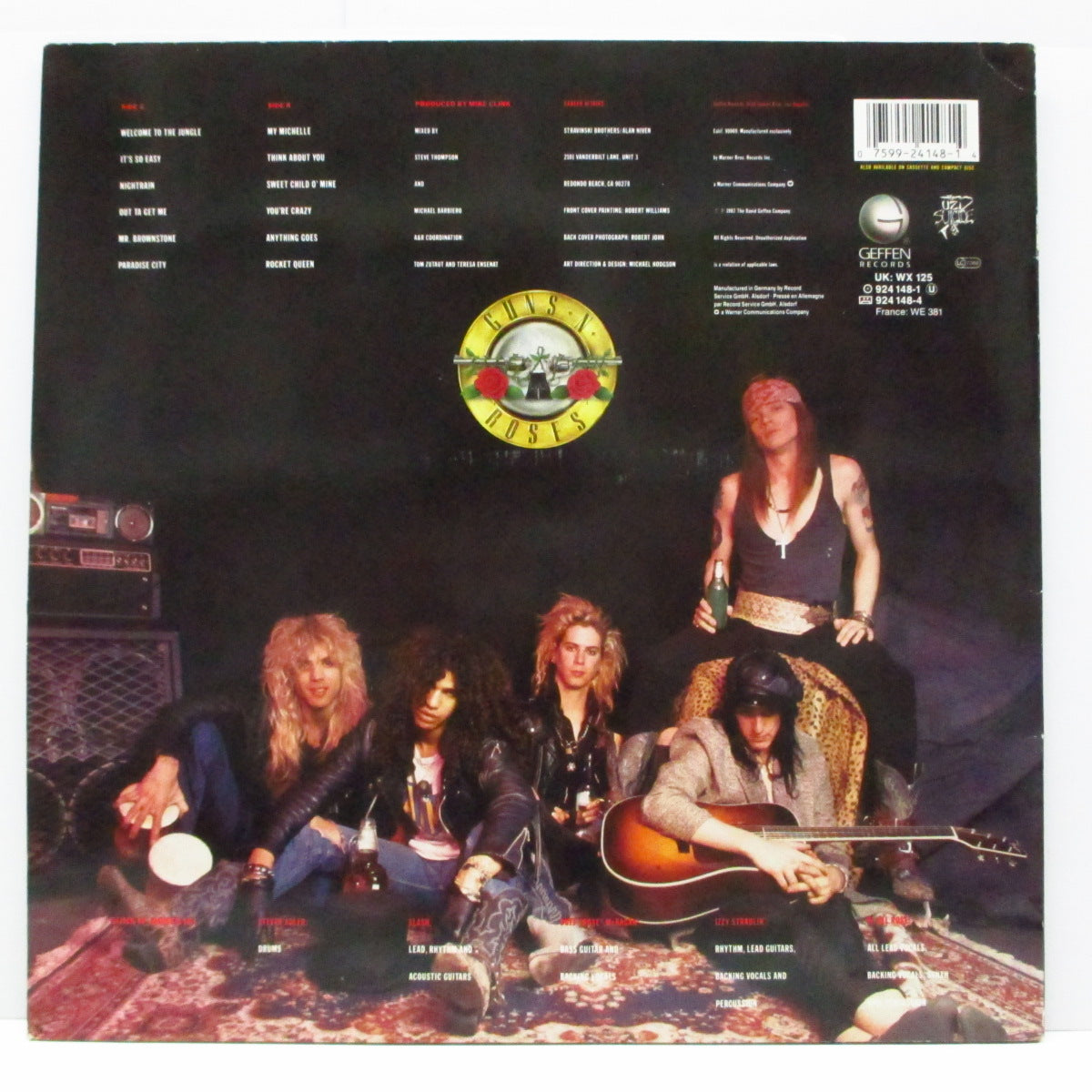 GUNS N' ROSES (ガンズ・アンド・ローゼズ) - Appetite For Destruction (UK-EU 初回オリジナル LP+インナー/「発禁レイプジャケ」刺青ステッカー無し)