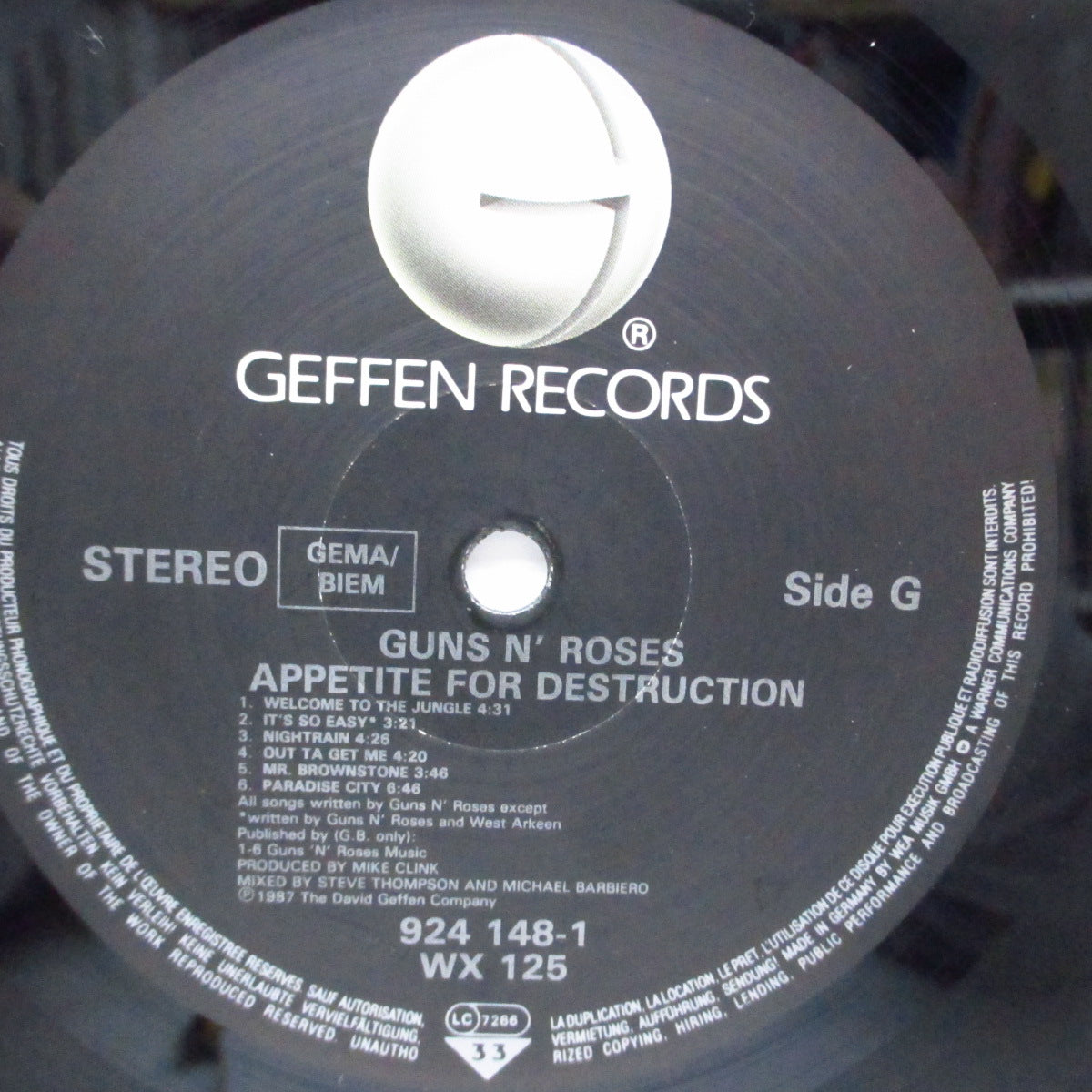 GUNS N' ROSES (ガンズ・アンド・ローゼズ) - Appetite For Destruction (UK-EU 初回オリジナル LP+インナー/「発禁レイプジャケ」刺青ステッカー無し)