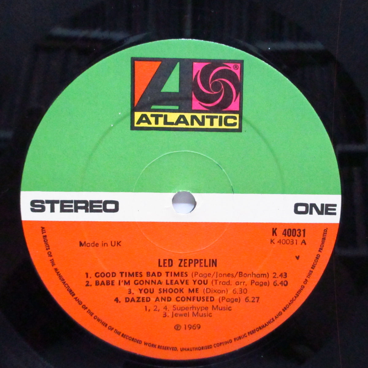 LED ZEPPELIN (レッド・ツェッペリン) - Led Zeppelin/1st (UK '72 再発「Wロゴ無しグリーン&オレンジラベ 」LP/両面コーティングジャケ)