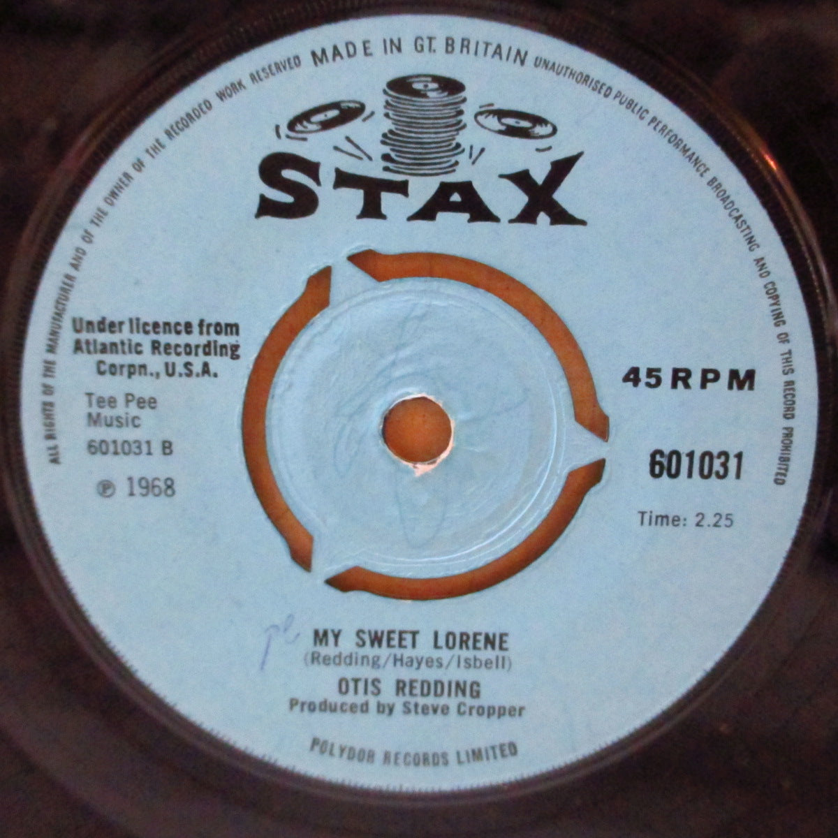 OTIS REDDING (オーティス・レディング) - The Dock Of The Bay (UK '68 オリジナル「プッシュアウト・センター」7インチ)涙の名曲。