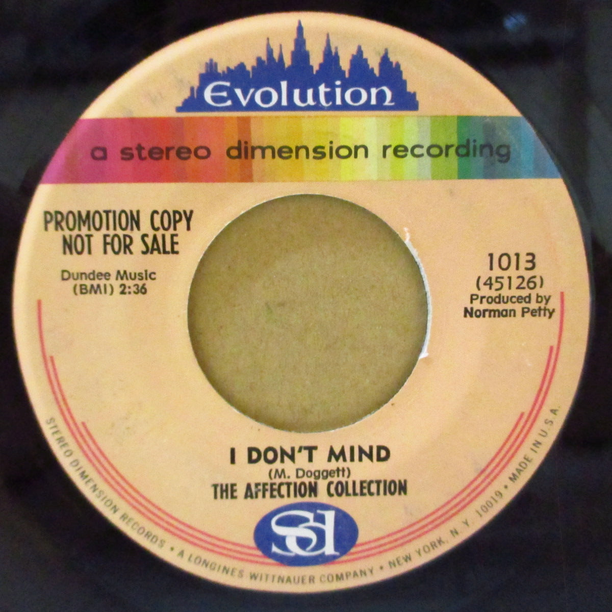 AFFECTION COLLECTION, THE (ザ・アフェクション・コレクション) - I Don't Mind (US '69 プロモ・クレジット・ラベ 7インチ)アソシエーションのフォロワー的、脱力系美メロ・ソフトロック名曲!