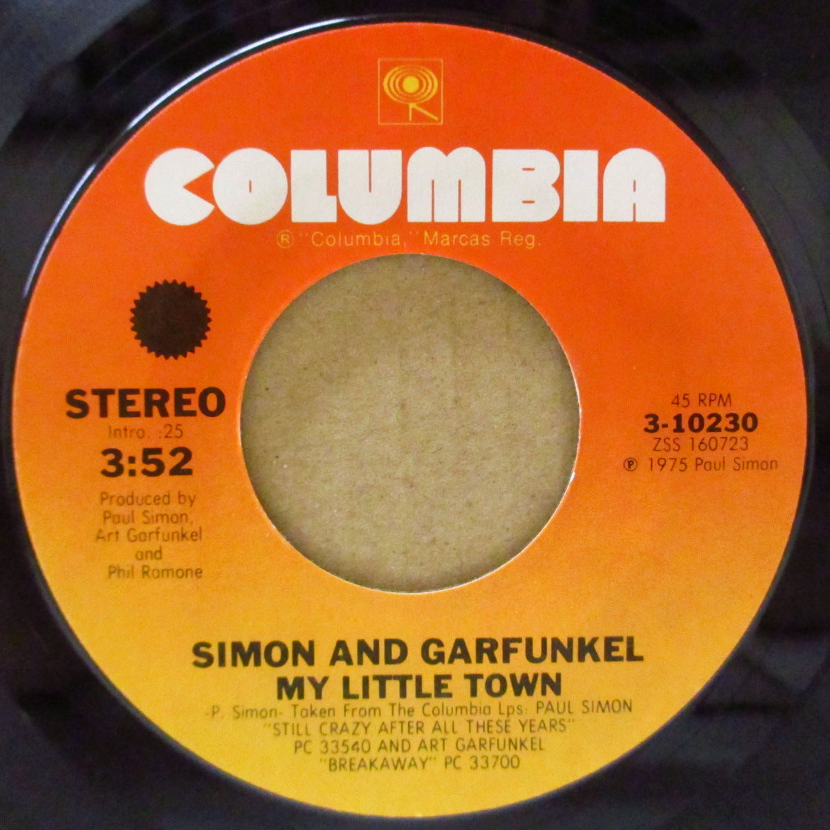 SIMON & GARFUNKEL (サイモン&ガーファンクル) - My Little Town +2 (US '75 オリジナル・ジャケ付き3曲入り 7インチ)全米9位を記録、哀愁美メロ・フォーキーAOR 名曲