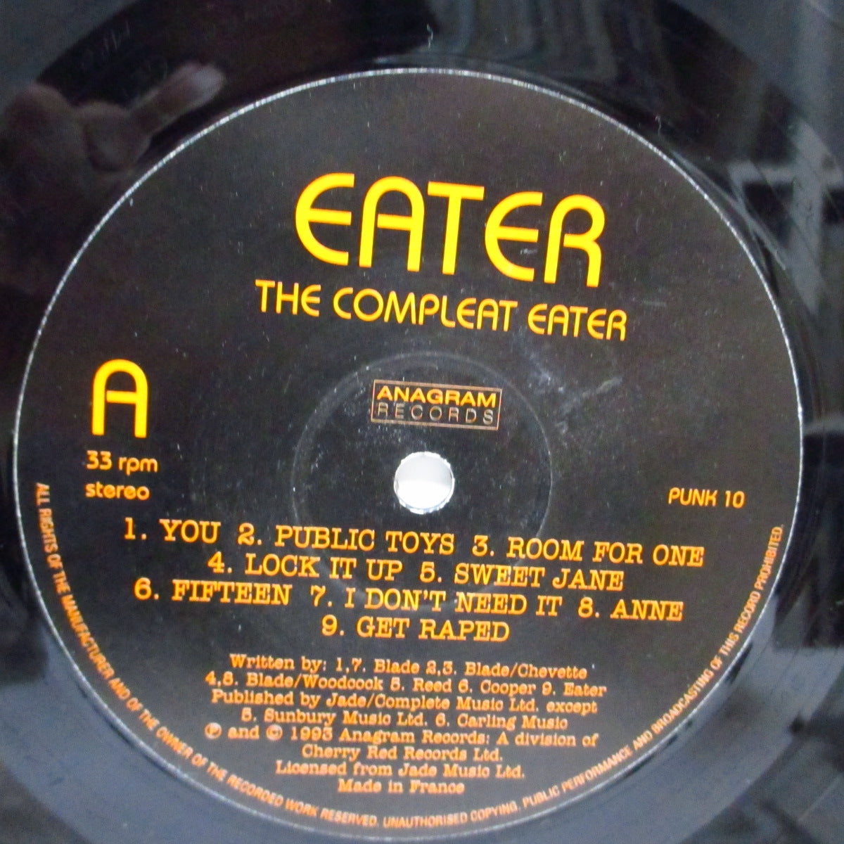 EATER (イーター) - The Album (UK '93 再発「ブラックヴァイナル」LP)'77年ファースト!