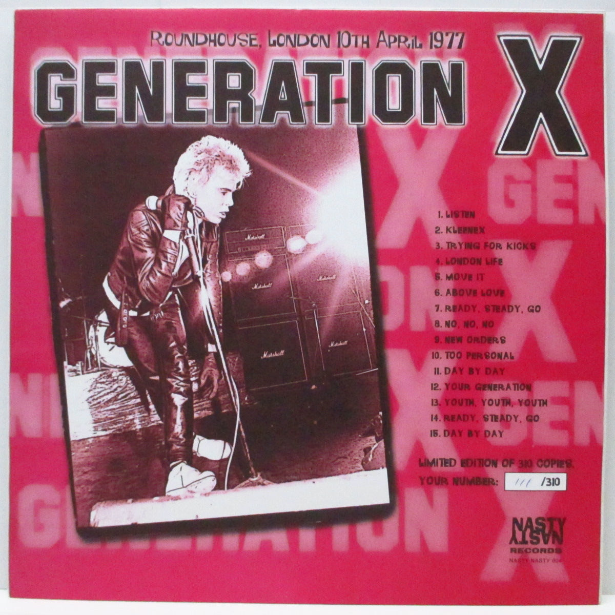 GENERATION X (GEN X) (ジェネレーション X) - Roundhouse, London 10th April 1977 (UK 310枚限定ナンバリング入り LP)