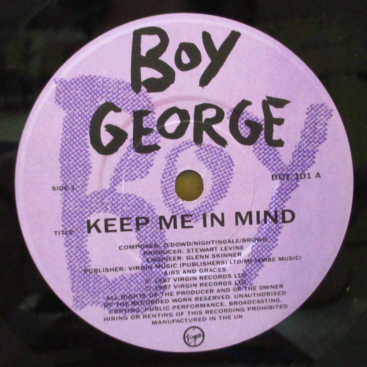 BOY GEORGE (ボーイ・ジョージ) - Keep Me In Mind (UK オリジナル 7インチ+光沢固紙ジャケ)
