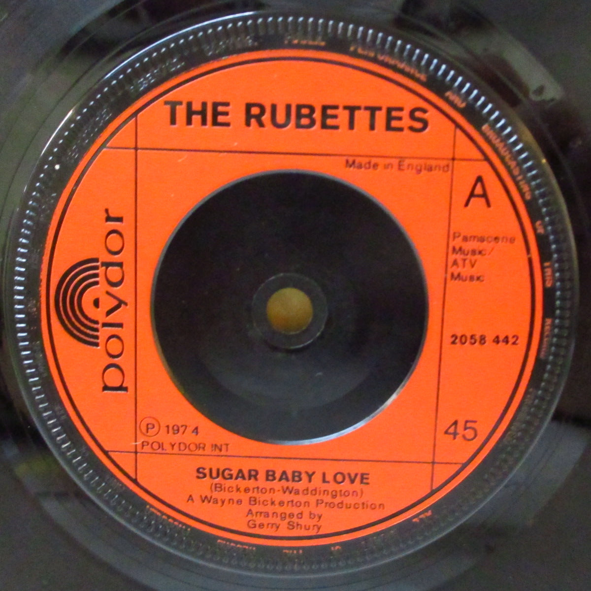RUBETTES (ルベッツ) - Sugar Baby Love (UK '74 オリジナル「フラットセンター」 7インチ)