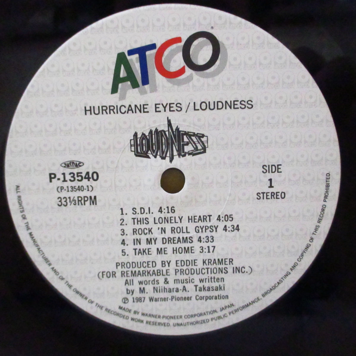 LOUDNESS (ラウドネス) - Hurricane Eyes (Japan オリジナル LP+インサート/帯欠) '87年7thアルバム