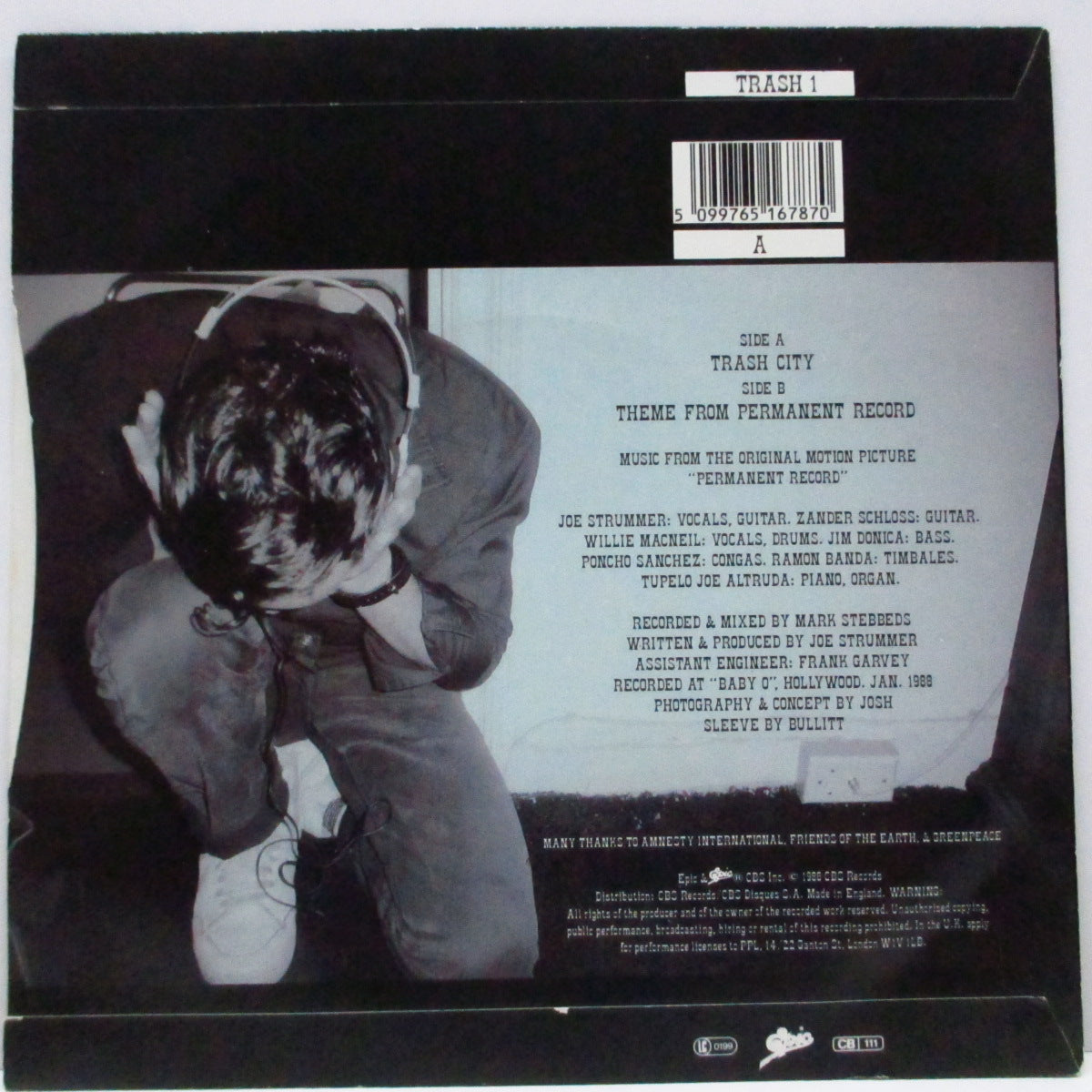 JOE STRUMMER & THE LATINO ROCKABILLYWAR (ジョー・ストラマー & ザ ・ラティーノ・ロカビリーウォー) - Trash City (UK オリジナル 7"+光沢固紙折り返しジャケ)