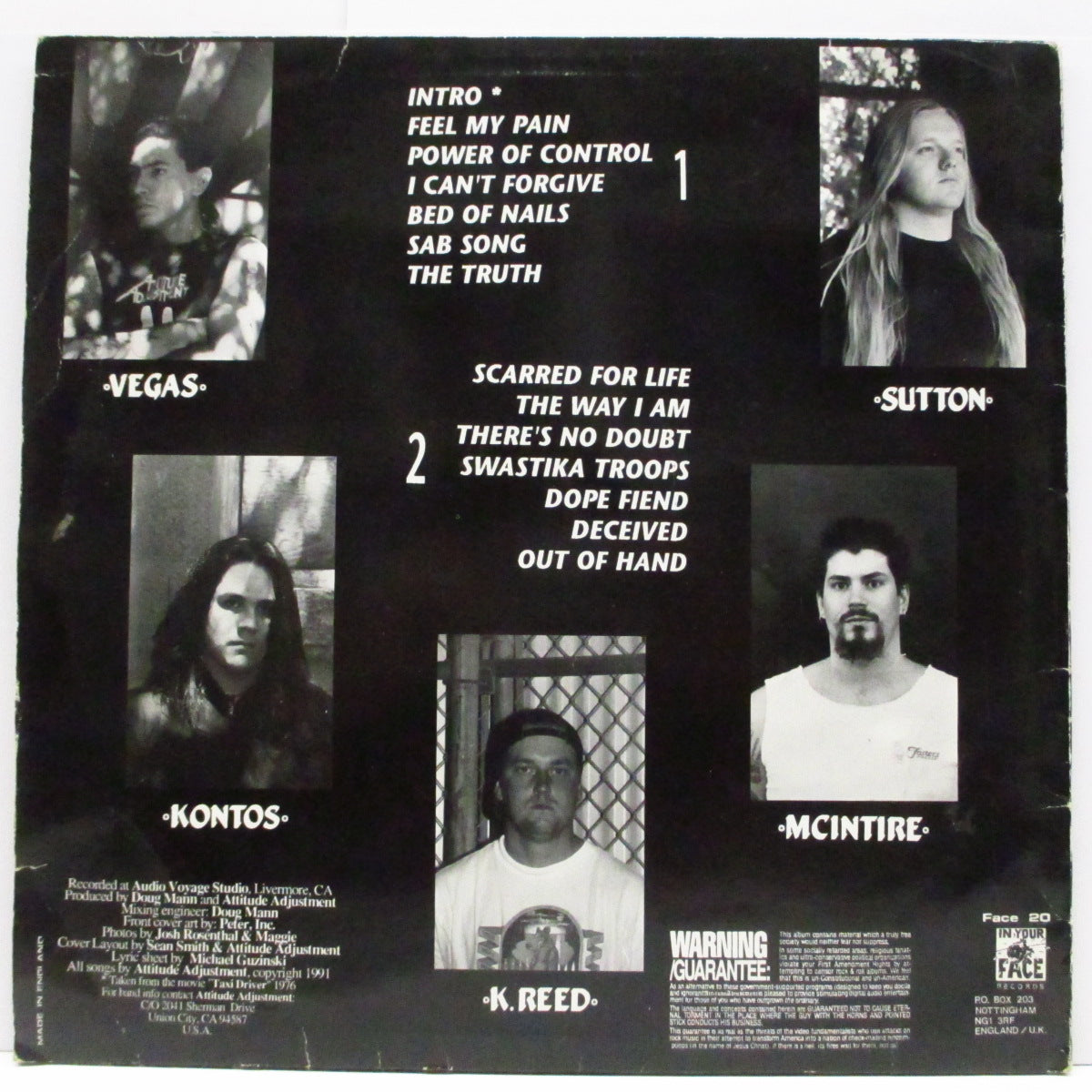 ATTITUDE ADJUSTMENT (アティチュード・アジャストメント) - Out Of Hand (UK '91 オリジナル LP+インサート)サードアルバム!