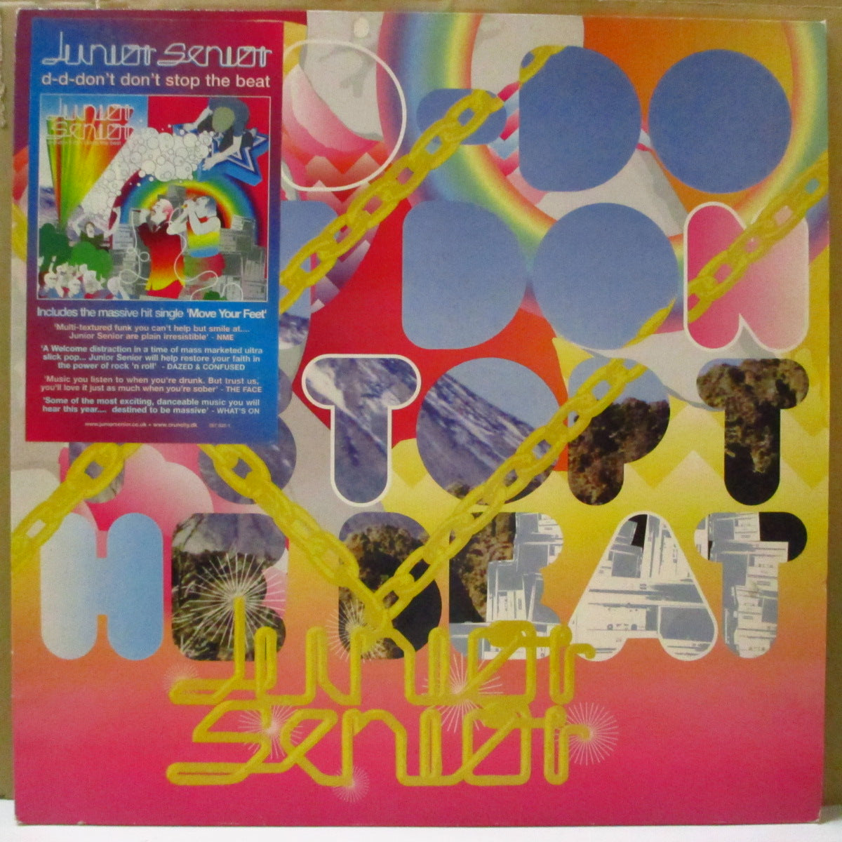 JUNIOR SENIOR (ジュニア・シニア) - D-D-Don't Don't Stop The Beat (UK オリジナル LP+固紙インナー/宣伝ステッカー付き光沢ジャケ) '03年1stアルバム