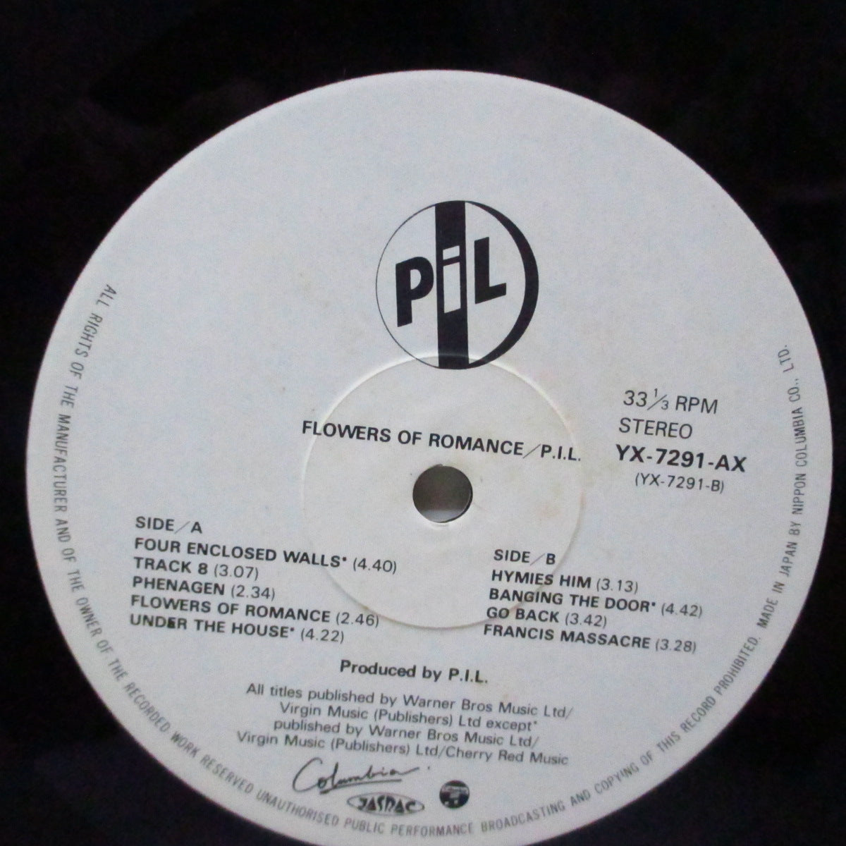 PUBLIC IMAGE LTD (パブリック・イメージ・リミテッド) - Flowers Of Romance (Japan オリジナル LP/帯欠)
