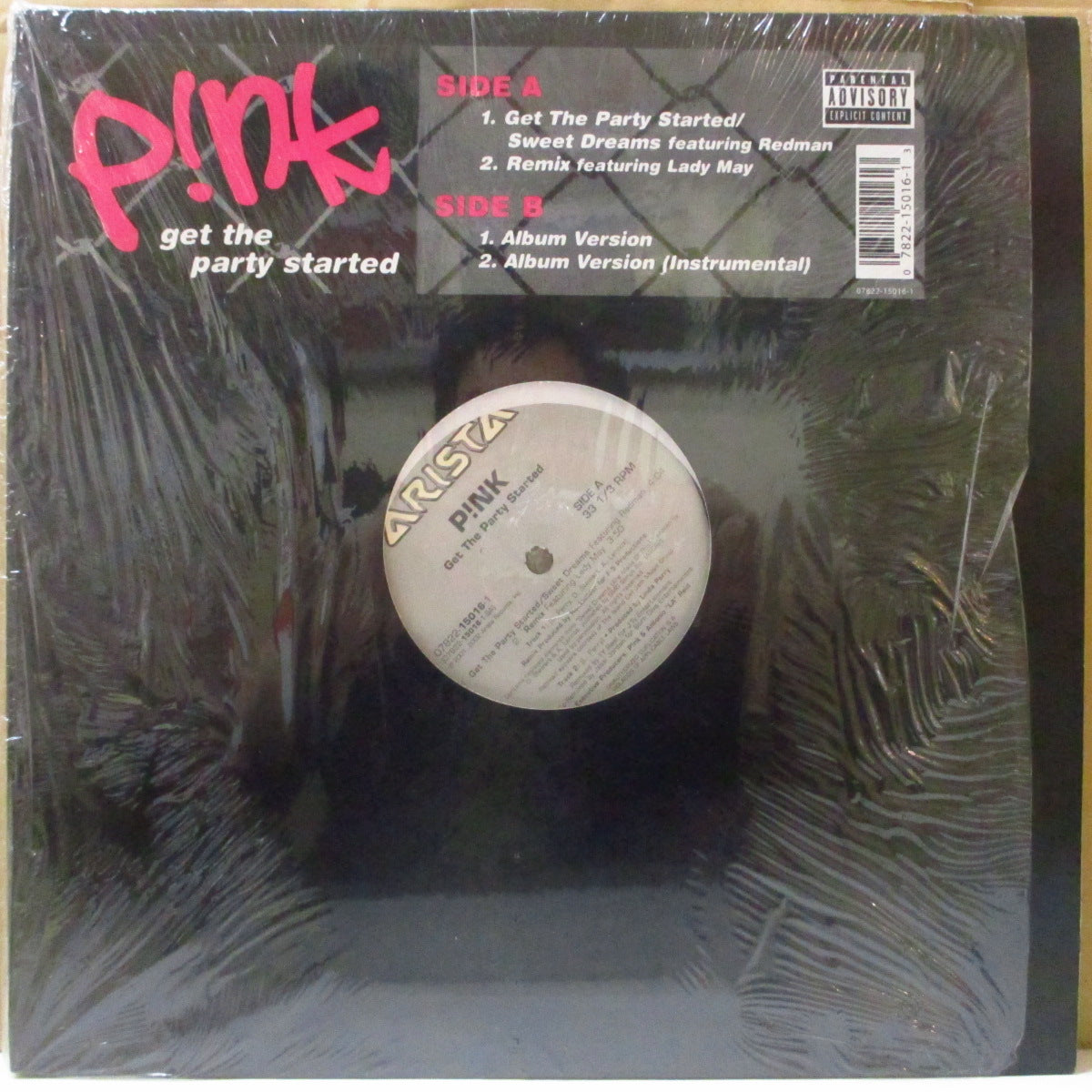 P!NK (ピンク) - Get The Party Started - Remixes (US '01 オリジナル4バージョン収録 12インチ/レアステッカー付きダイカットジャケ)