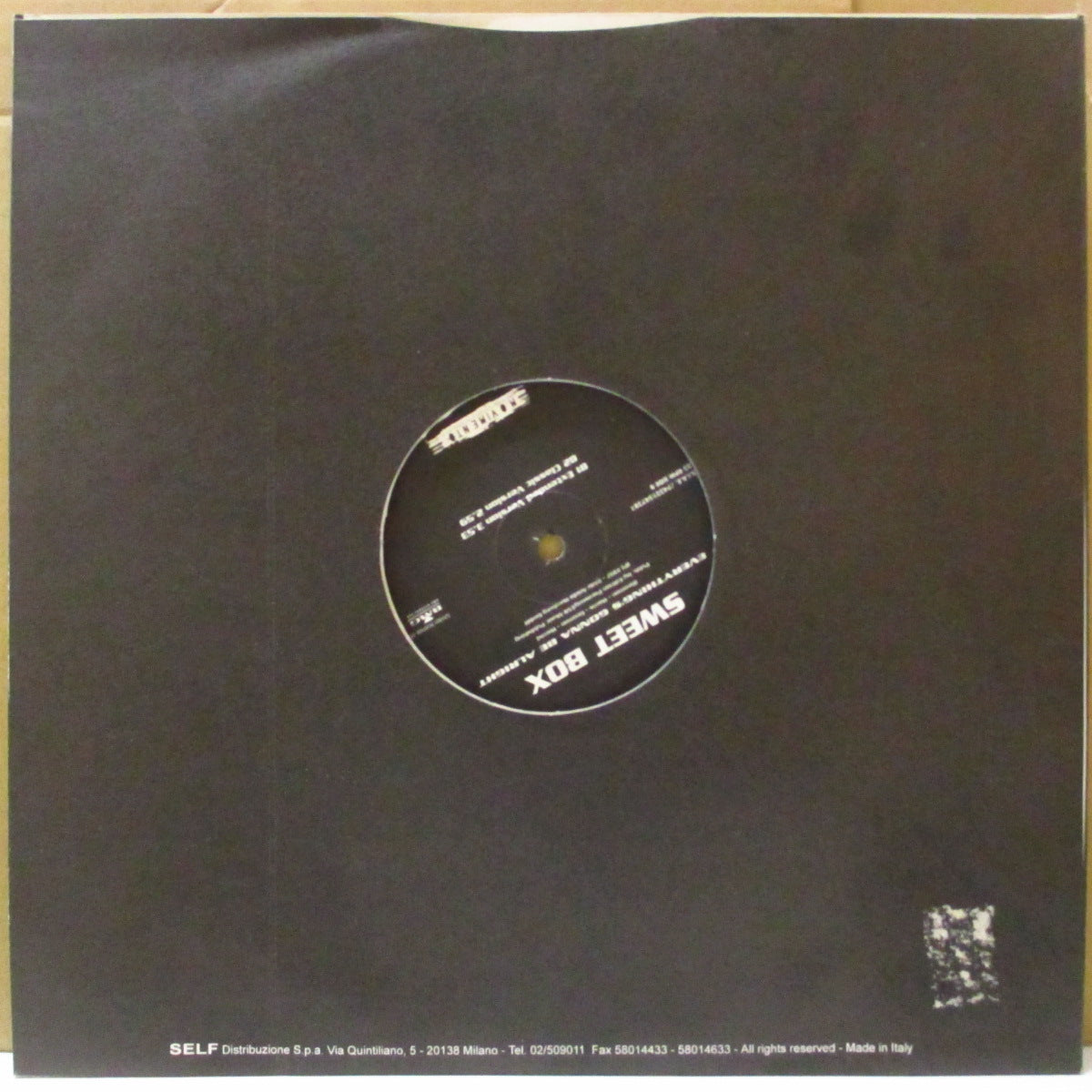 SWEETBOX (スウィートボックス) - Everything's Gonna Be Alright +3 (Italy '97 オリジナル 4バージョン収録 12インチ/ざら紙ダイカットジャケ)